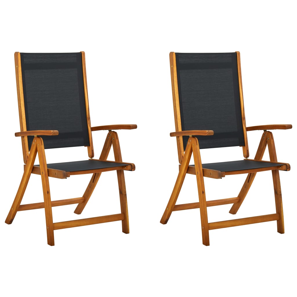 Folding Patio Chairs 4 pcs Solid Wood Acacia and Textilene