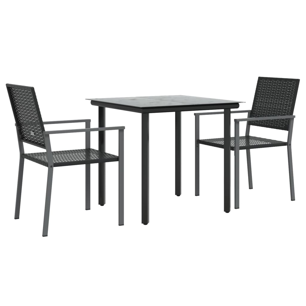 3 Piece Patio Dining Set Poly Rattan and Steel