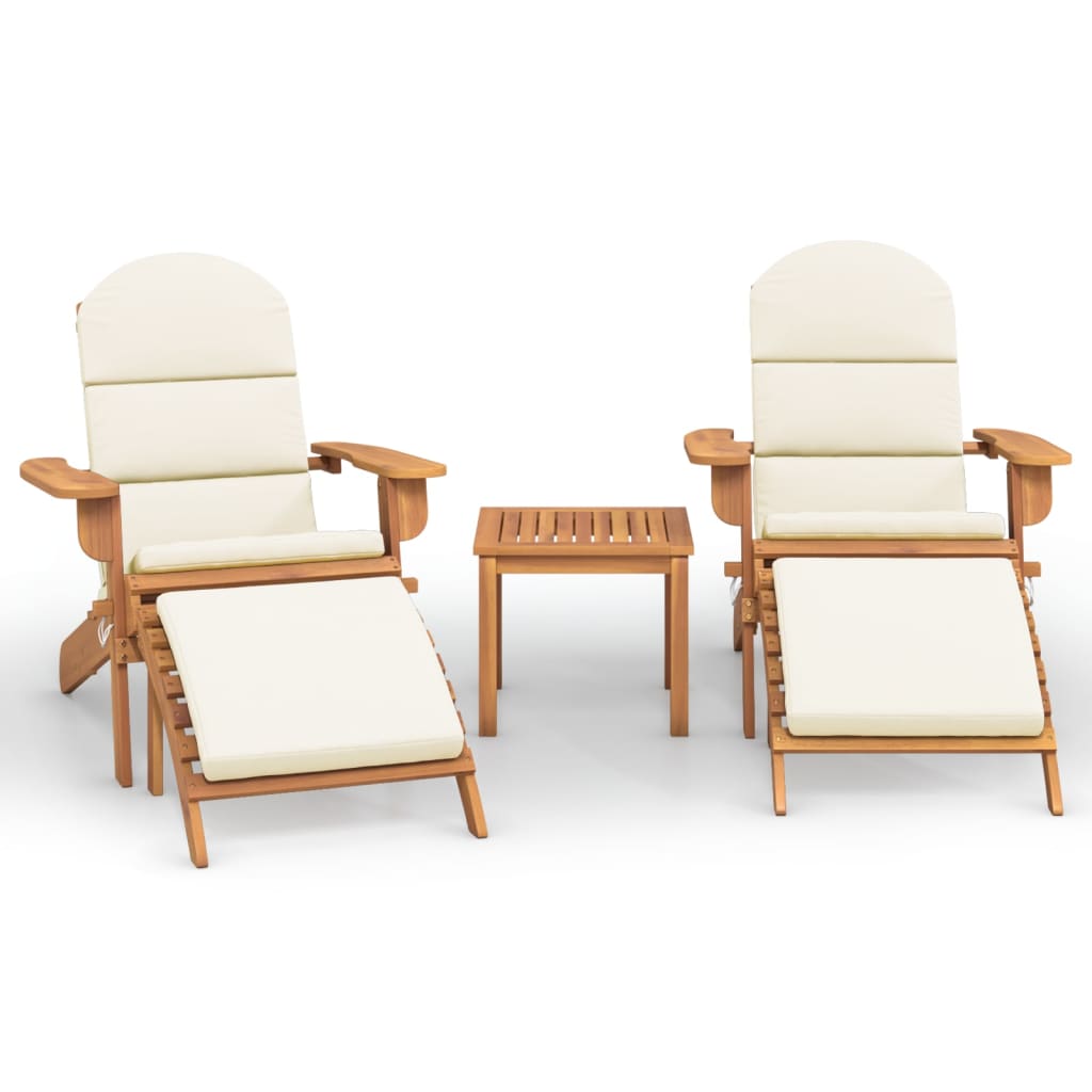 3 Piece Adirondack Patio Lounge Set Solid Wood Acacia