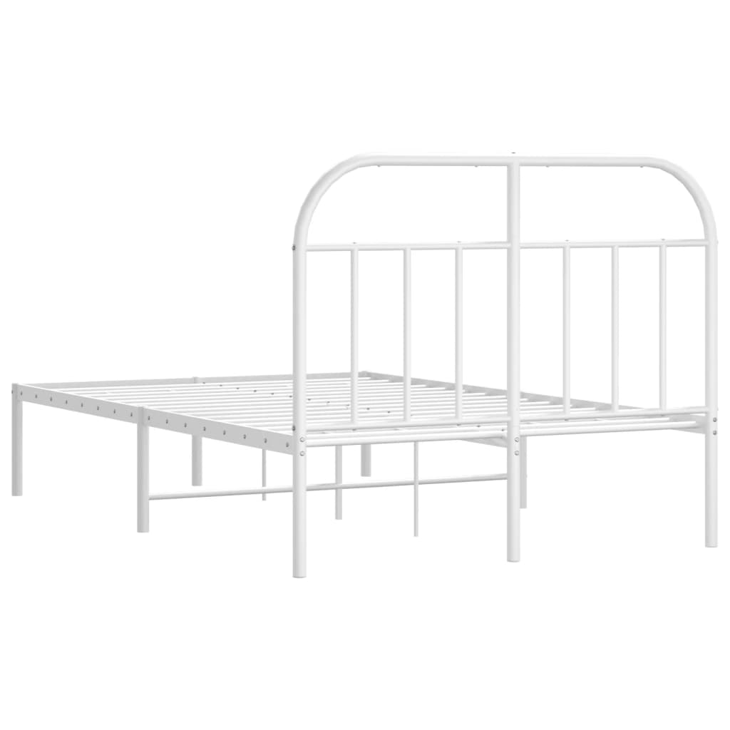 Metal Bed Frame without Mattress with Headboard White 53.1"x74.8"