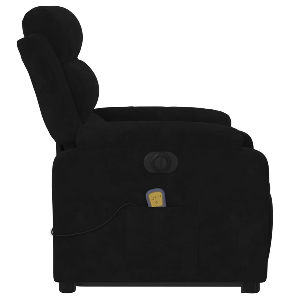 Electric Stand up Massage Recliner Chair Black Velvet