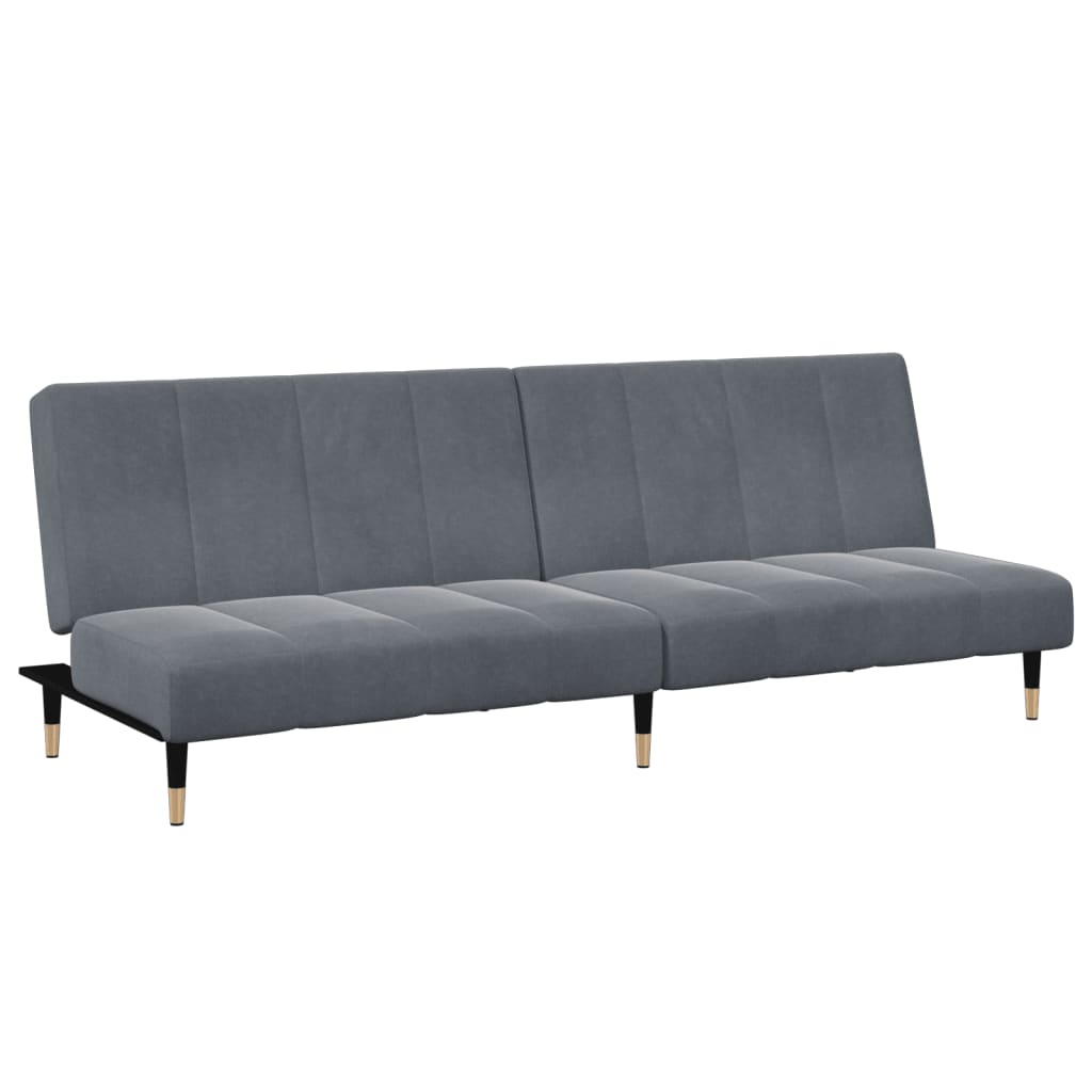 2-Seater Sofa Bed with Footstool Dark Gray Velvet