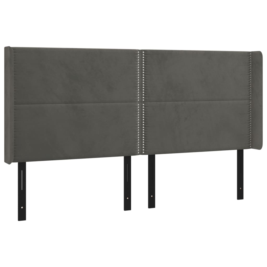 Headboard with Ears Dark Gray 72"x6.3"x46.5"/50.4" Velvet