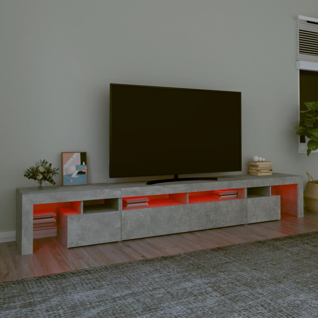 TV Stand with LED Lights Concrete Gray 102.4"x14.4"x15.7"