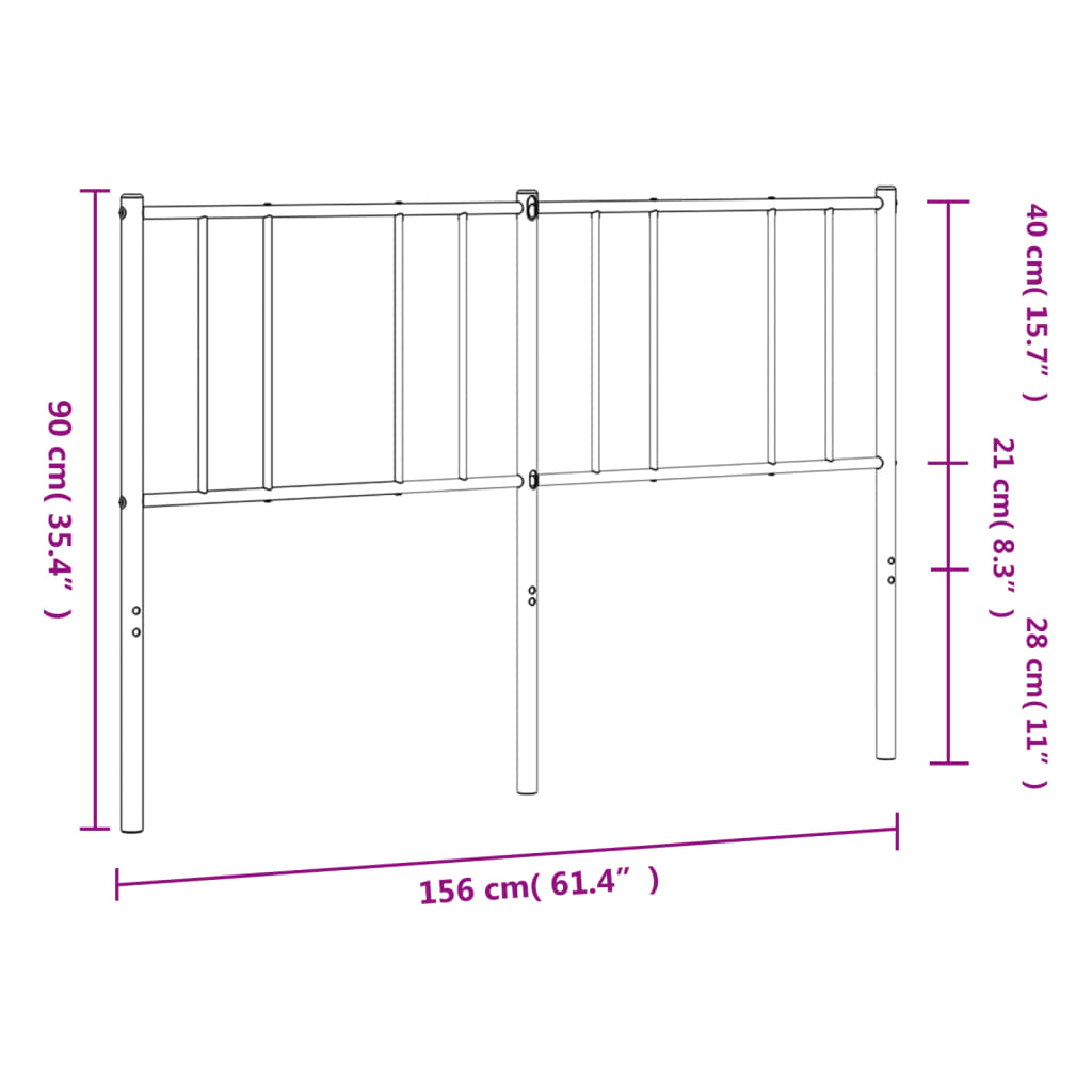 Metal Headboard White 59.1"