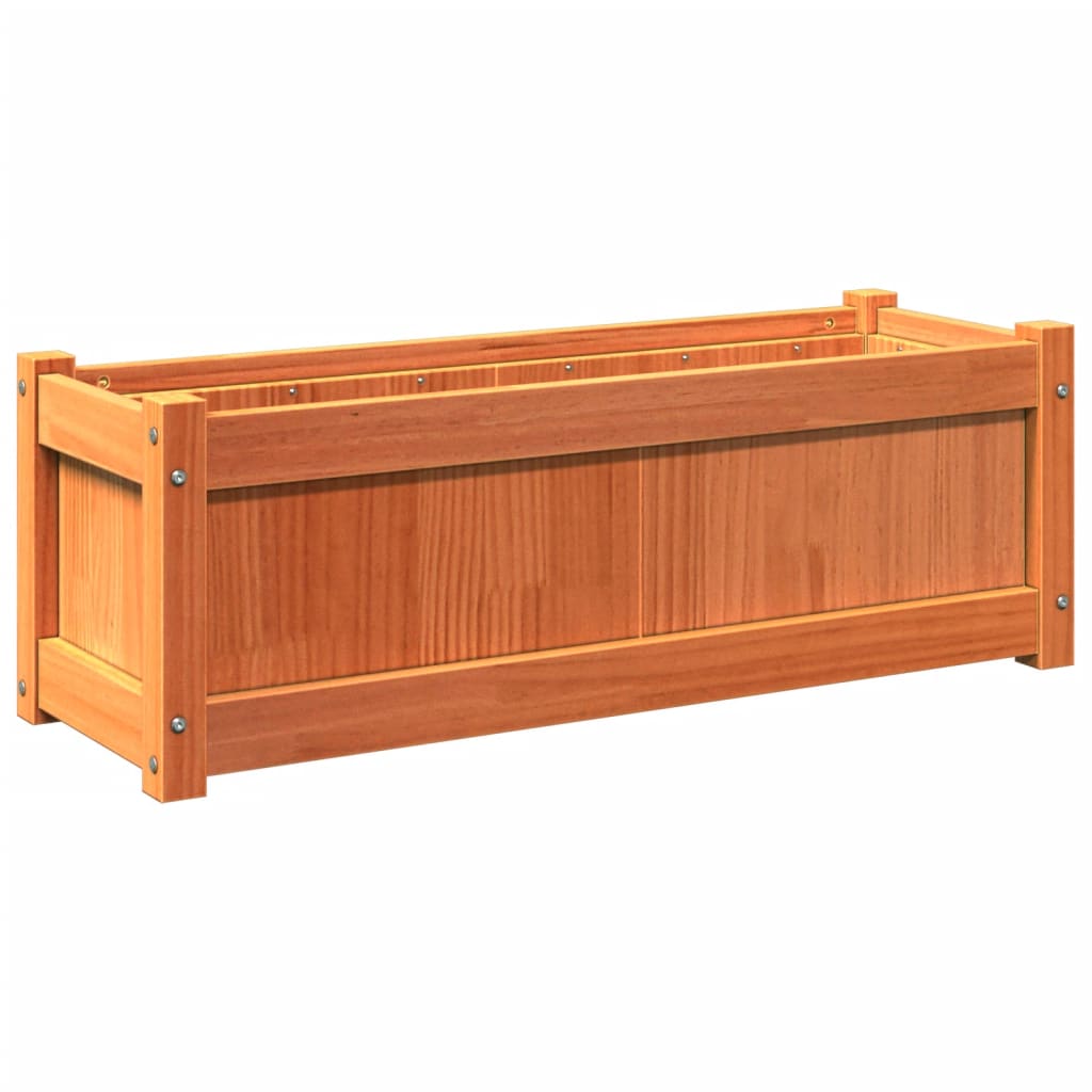 Garden Planter Wax Brown 35.4"x12.2"x12.2" Solid Wood Pine