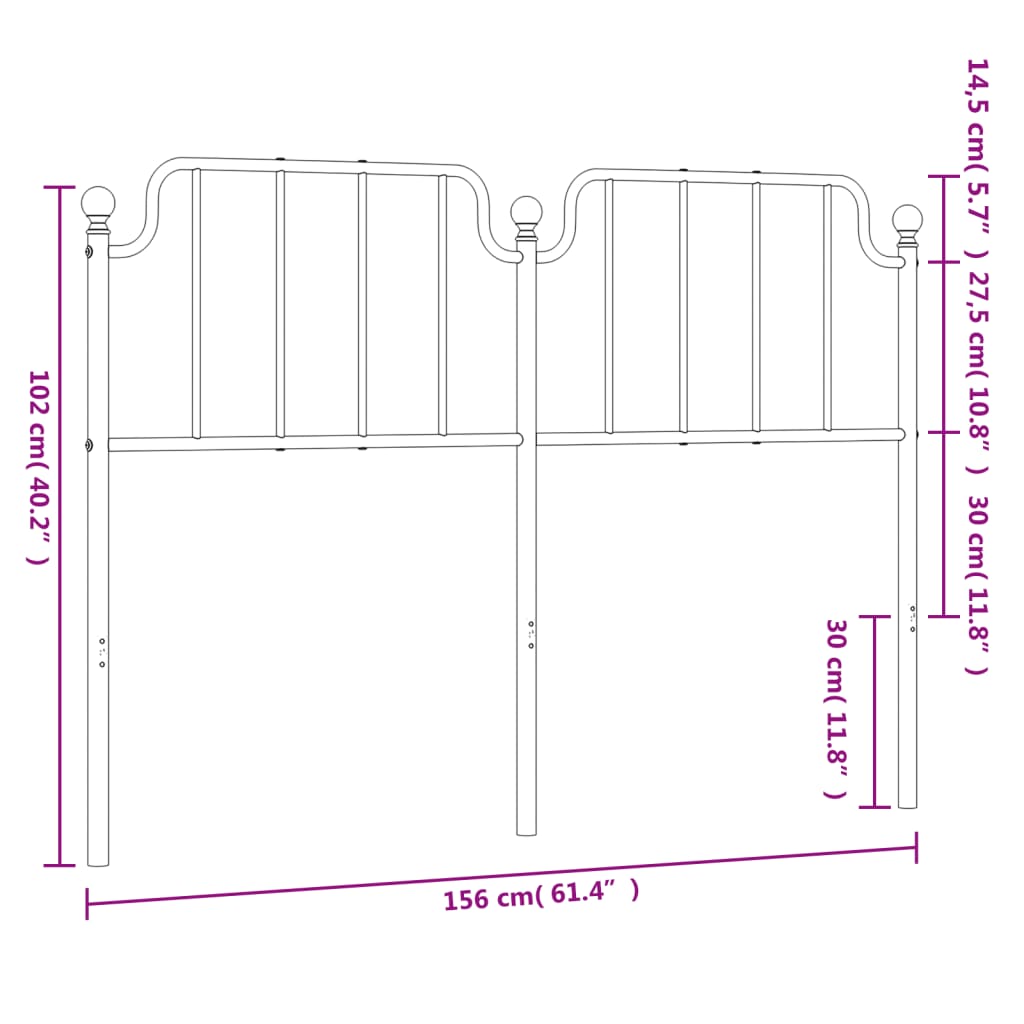 Metal Headboard White 59.1"