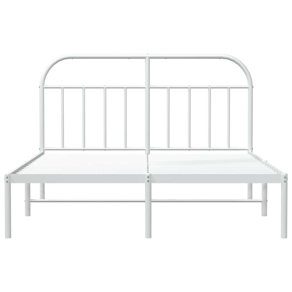 Metal Bed Frame without Mattress with Headboard White 59.1"x78.7"