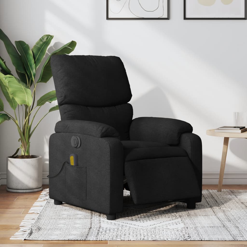 Massage Recliner Chair Dark Green Fabric