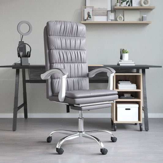 Reclining Office Chair Gray Faux Leather