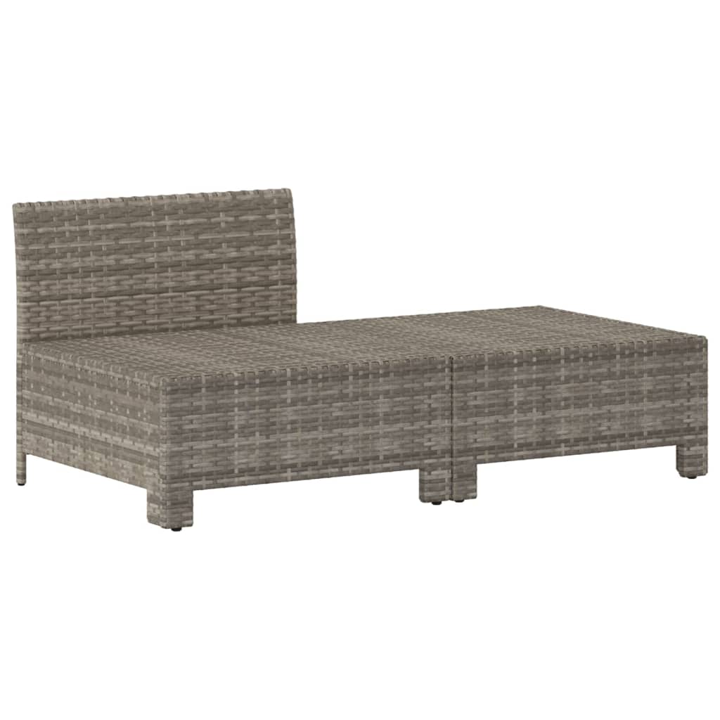 2 Piece Patio Lounge Set with Cushions Gray Poly Rattan