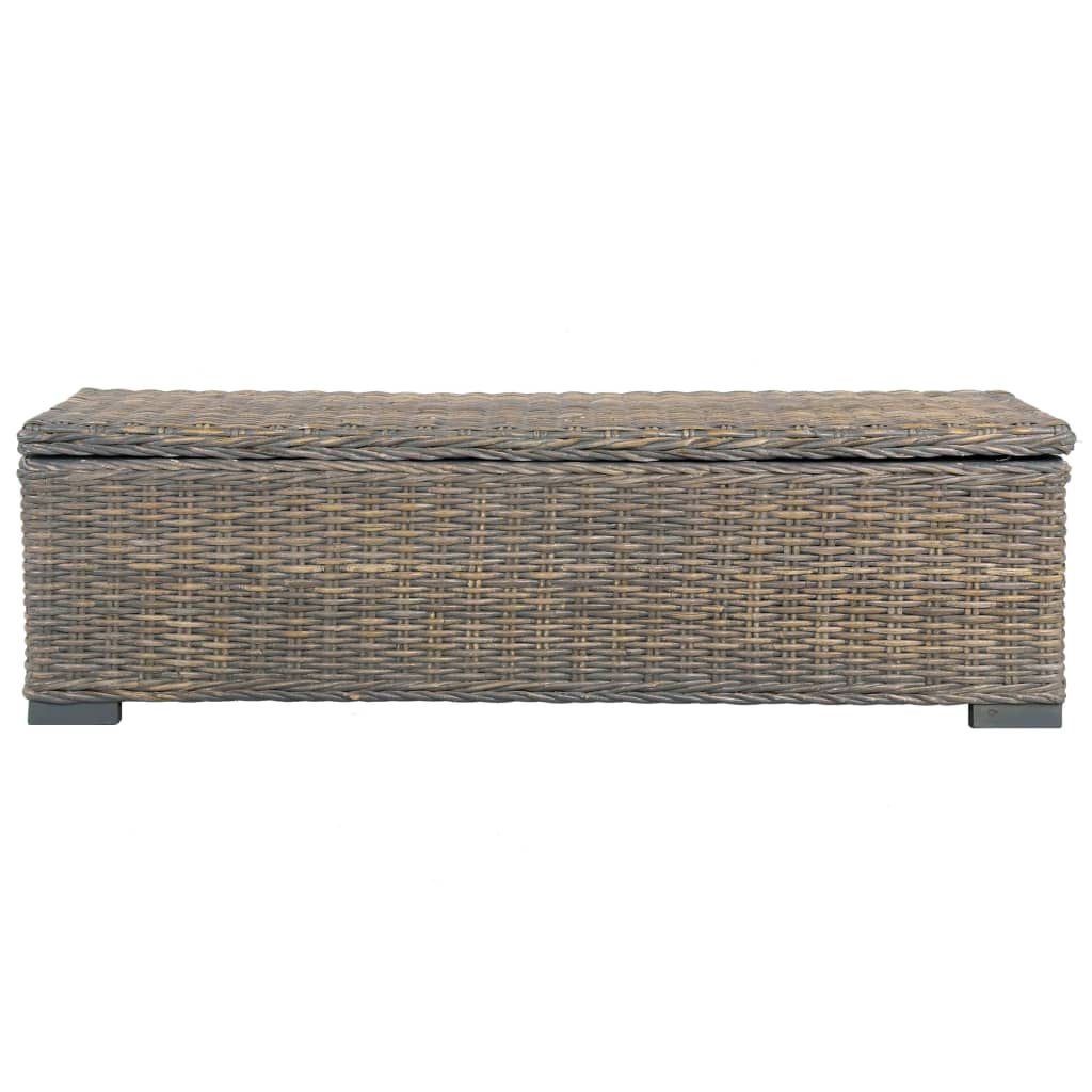 Storage Box 47.2" Gray Kubu Rattan and Solid Mango Wood