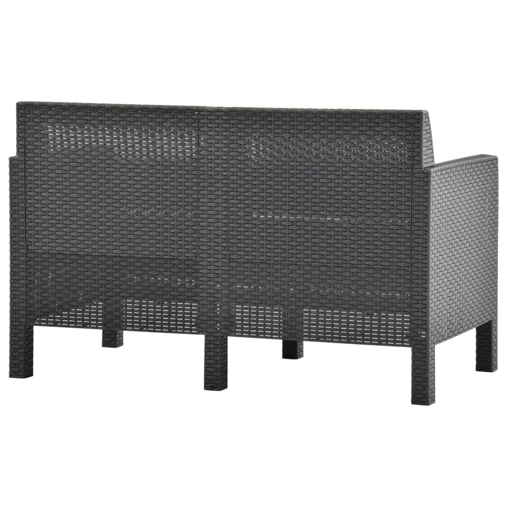 2 Piece Patio Lounge Set with Cushions PP Rattan Anthracite