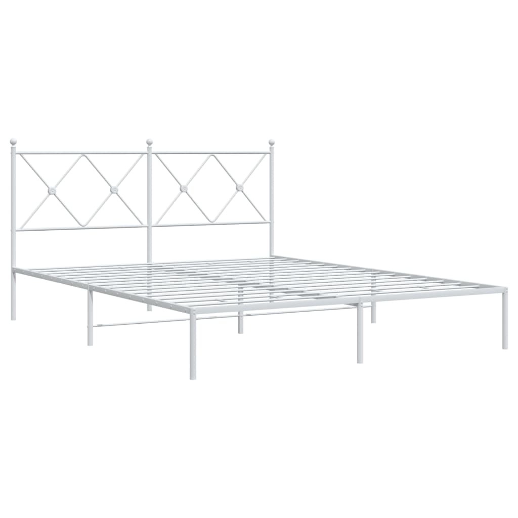 Metal Bed Frame without Mattress with Headboard White 59.1"x78.7"