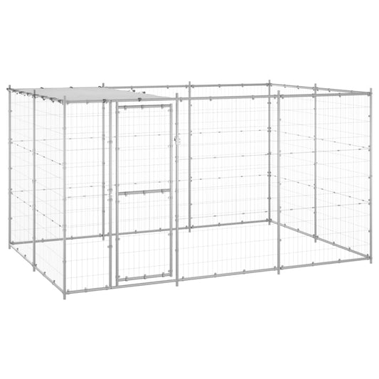 Outdoor Dog Kennel Galvanized Steel with Roof 78.1 ft��