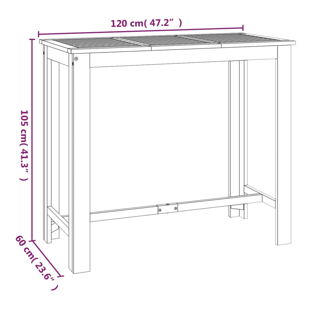 5 Piece Patio Bar Set Solid Wood Acacia