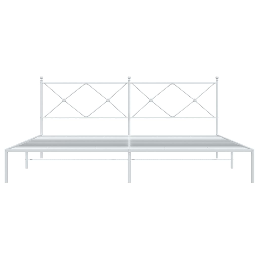 Metal Bed Frame without Mattress with Headboard White 76"x79.9"