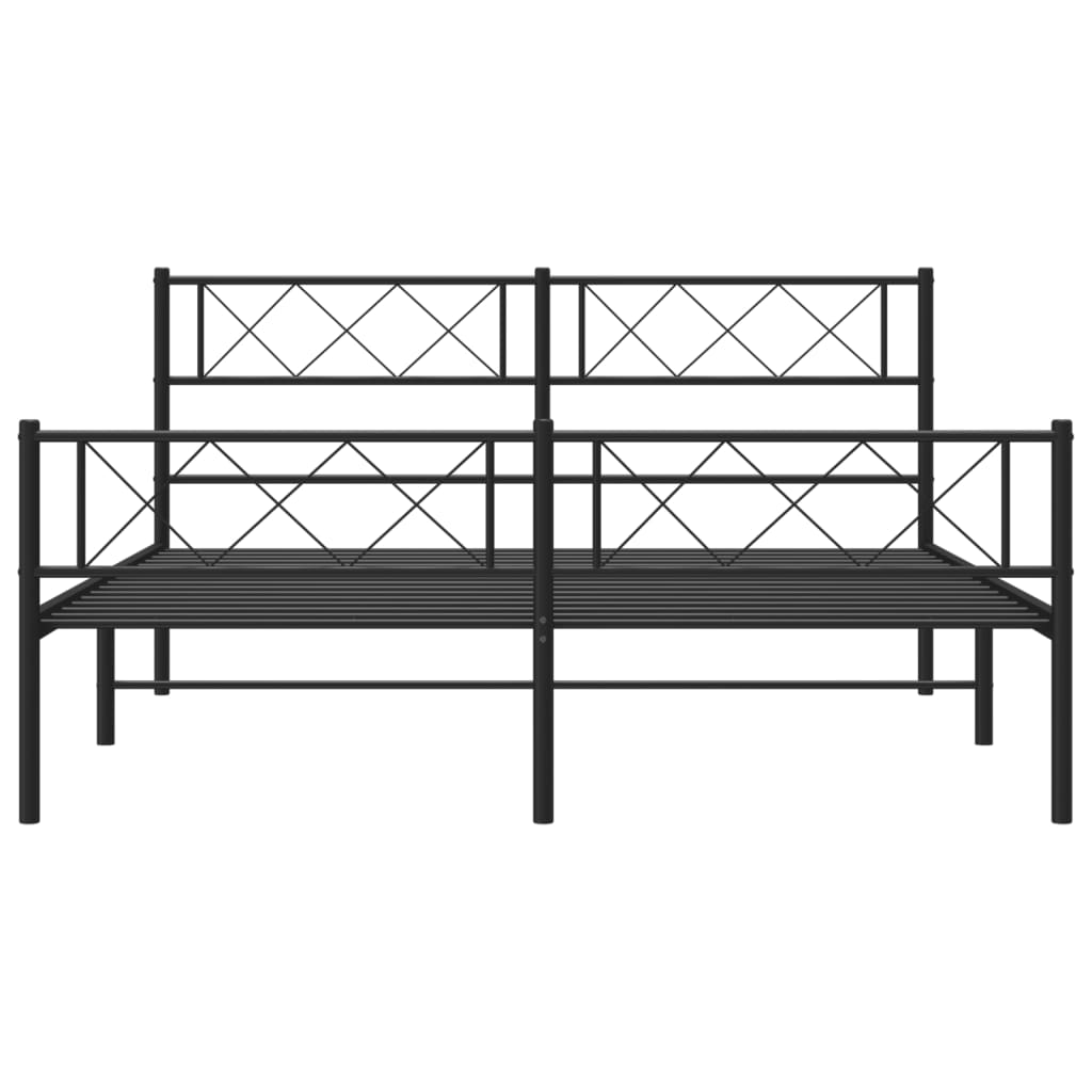 Metal Bed Frame without Mattress with Footboard Black 59.1"x78.7"