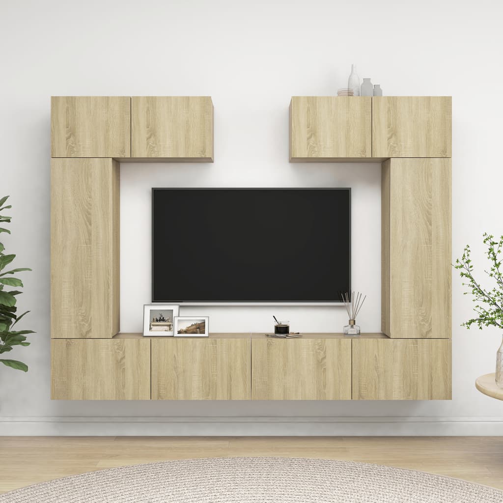 6 Piece TV Stand Set Concrete Gray Engineered Wood