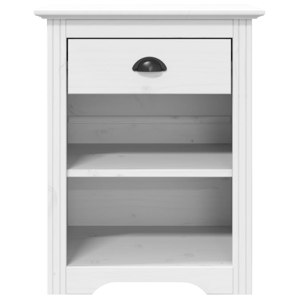 Bedside Cabinet BODO White 20.9"x15.2"x26.4" Solid Wood Pine