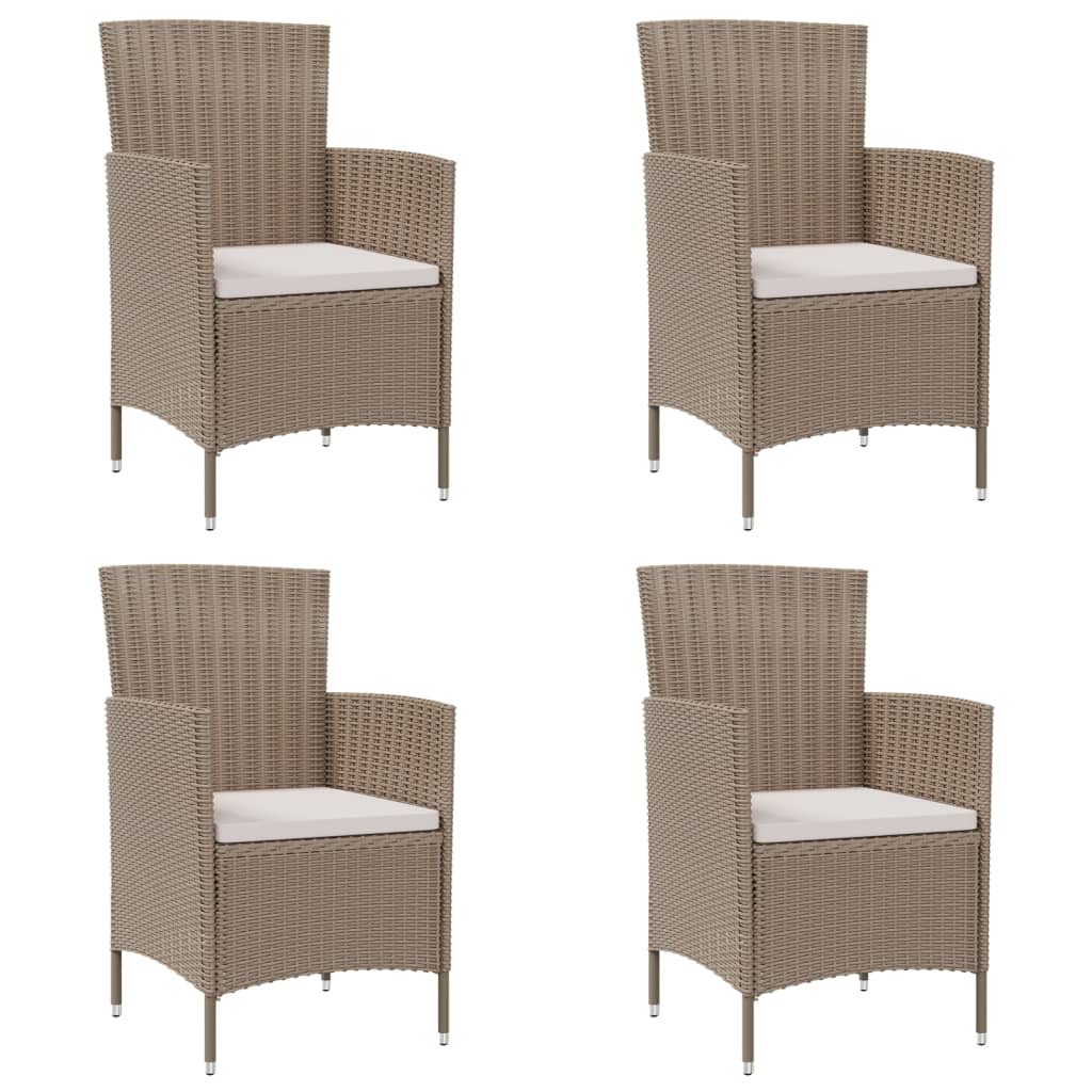 Patio Chairs with Cushions 4 pcs Poly Rattan Beige