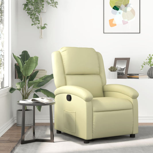 Recliner Chair Cream Real Leather