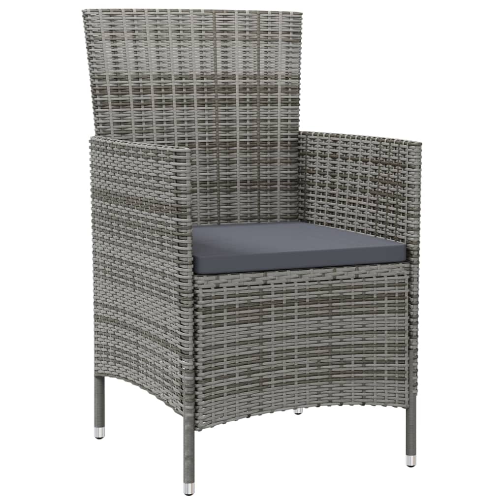 Patio Chairs with Cushions 2 pcs Poly Rattan Gray