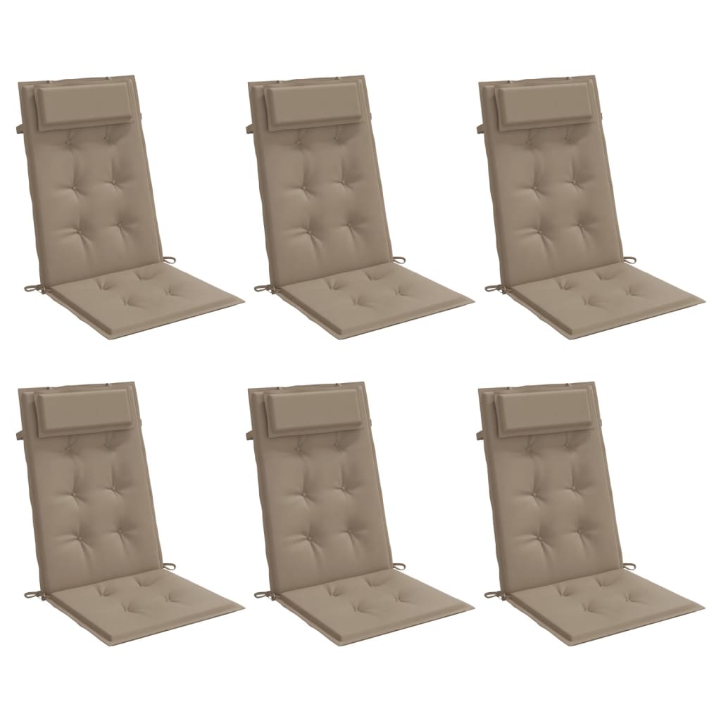 Highback Chair Cushions 6 pcs Taupe Oxford Fabric