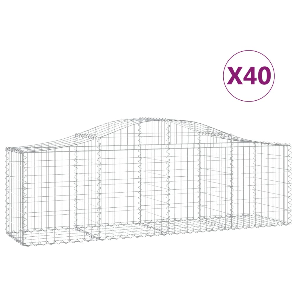 Arched Gabion Baskets 40 pcs 78.7"x19.7"x23.6"/31.5" Galvanized Iron