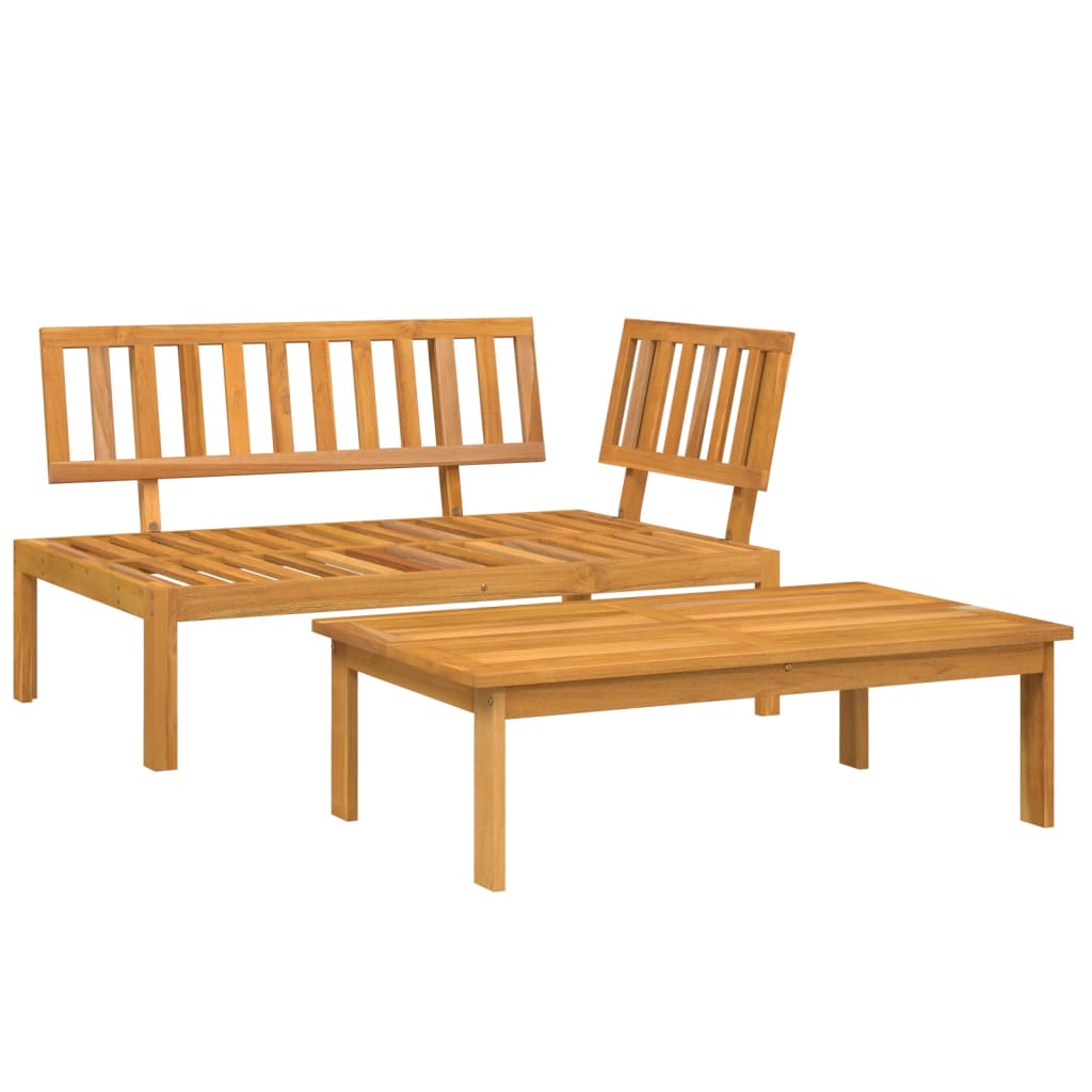 2 Piece Patio Pallet Sofa Set with Cushions Solid Wood Acacia