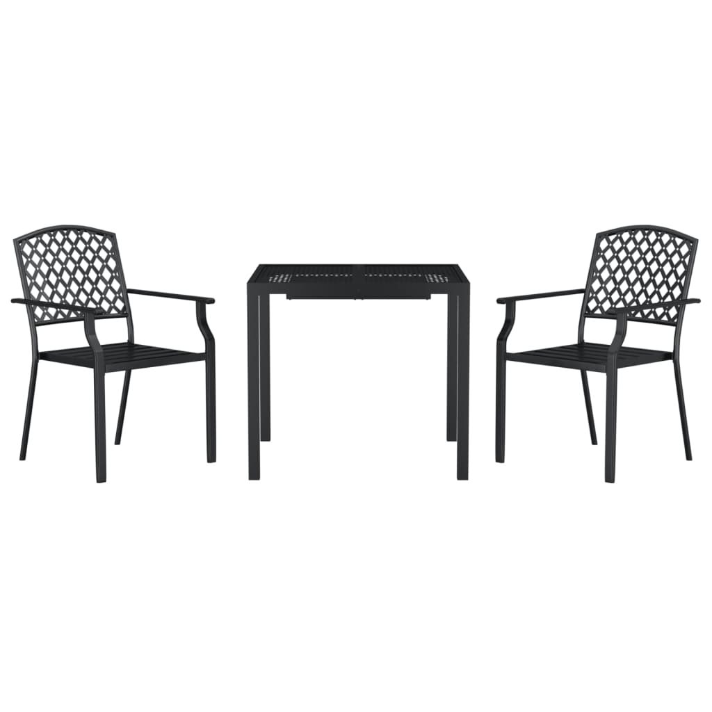 3 Piece Patio Dining Set Anthracite Steel