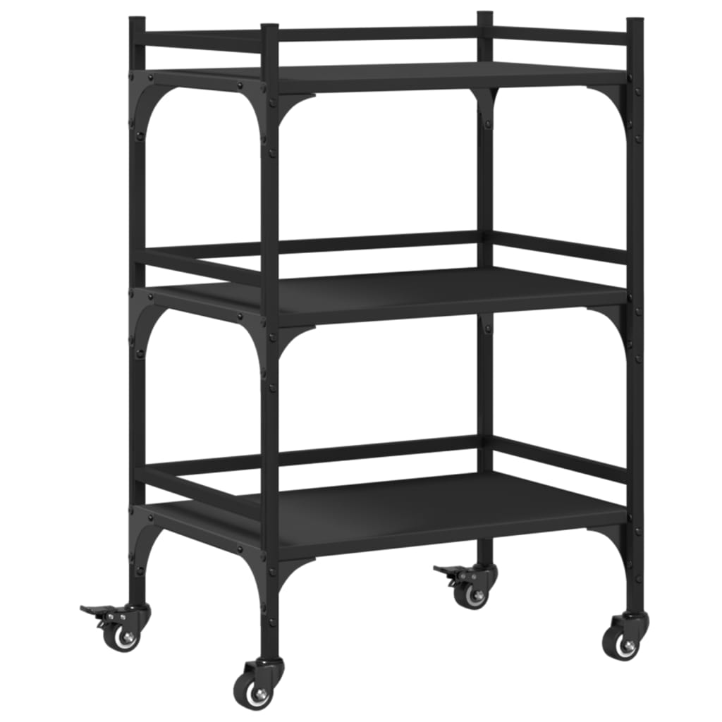 Kitchen Trolley Black 19.7"x13.8"x29.7" Engineered Wood