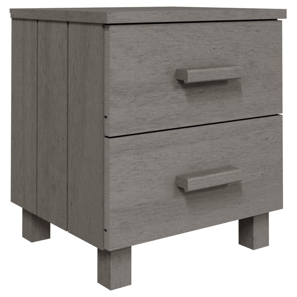 Bedside Cabinets HAMAR 2 pcs Light Gray 15.7"x13.8"x17.5" Solid Wood