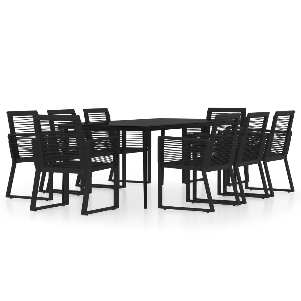 9 Piece Patio Dining Set Black