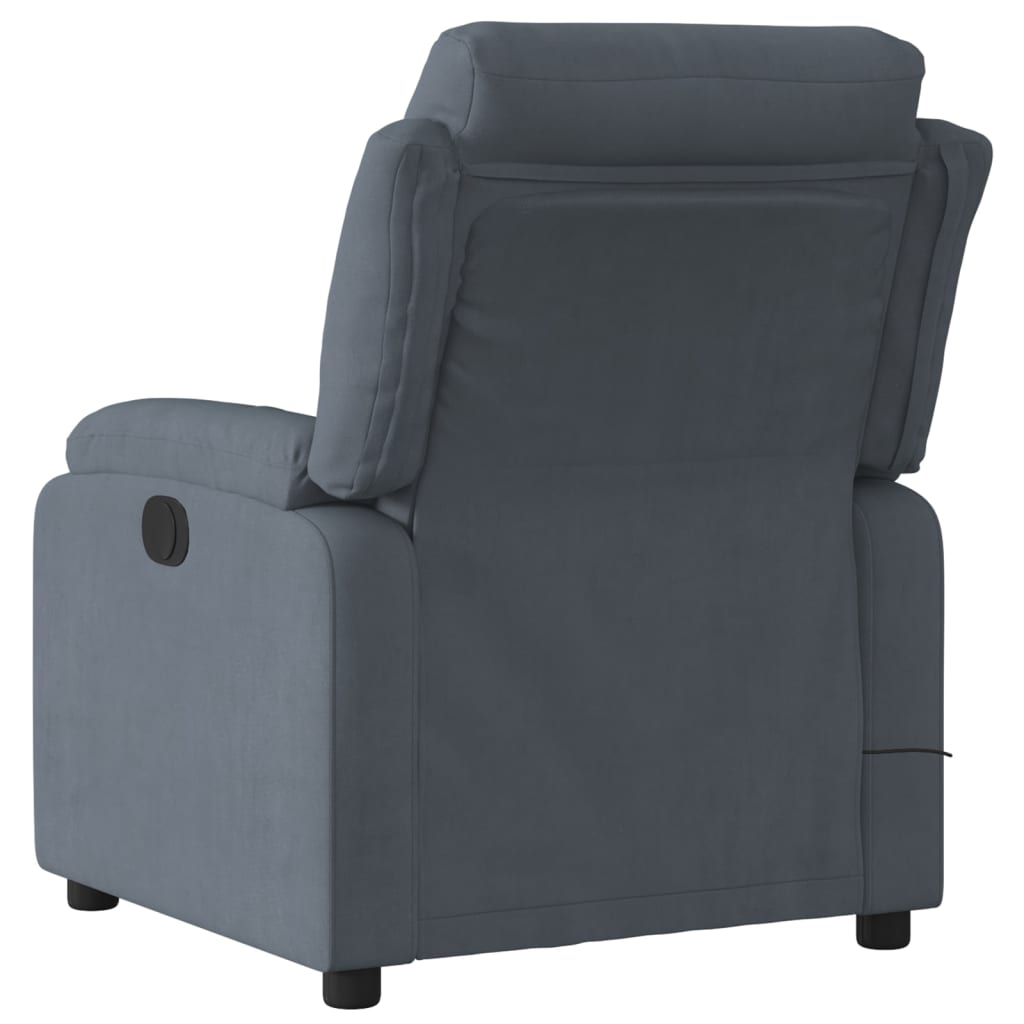 Electric Massage Recliner Chair Dark Gray Velvet