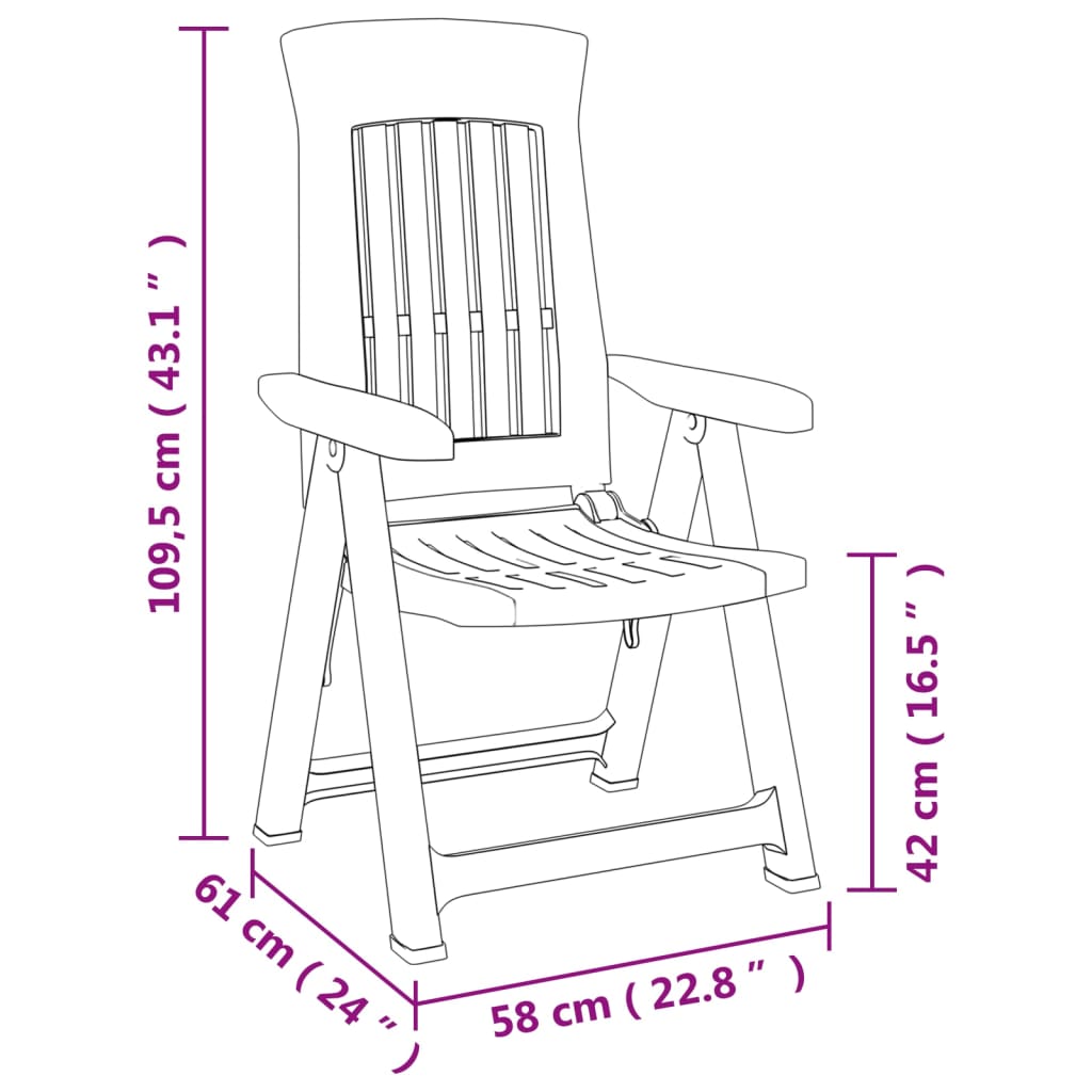 Patio Reclining Chairs 2 pcs White PP