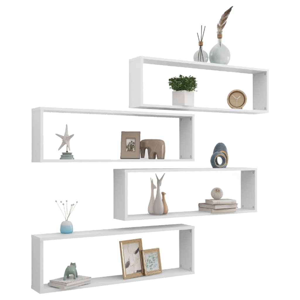 Wall Cube Shelves 4 pcs White 39.4"x5.9"x11.8" Engineered Wood