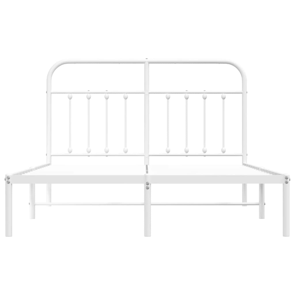 Metal Bed Frame without Mattress with Headboard White 53.1"x74.8"