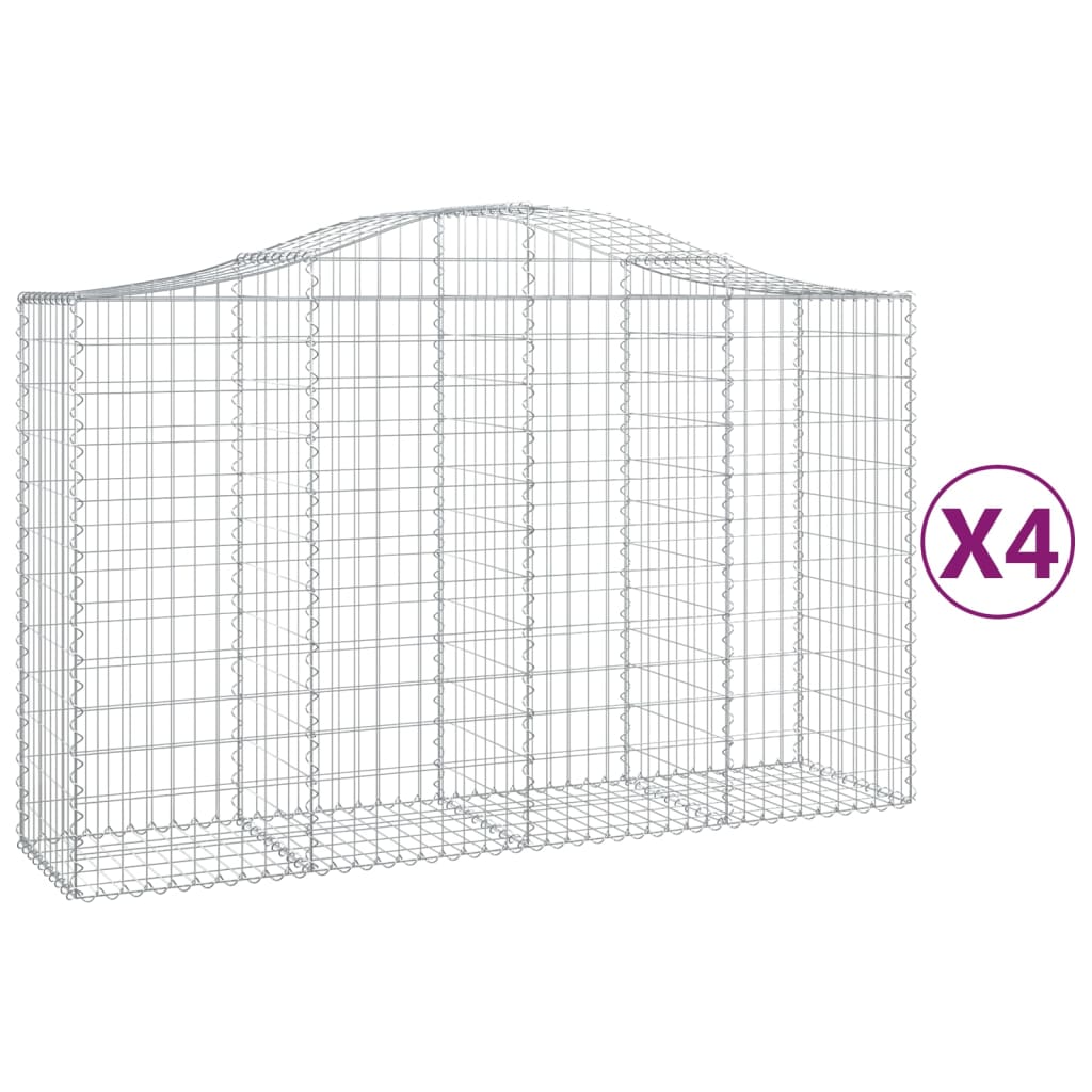 Arched Gabion Baskets 4 pcs 78.7"x19.7"x47.2"/55.1" Galvanized Iron