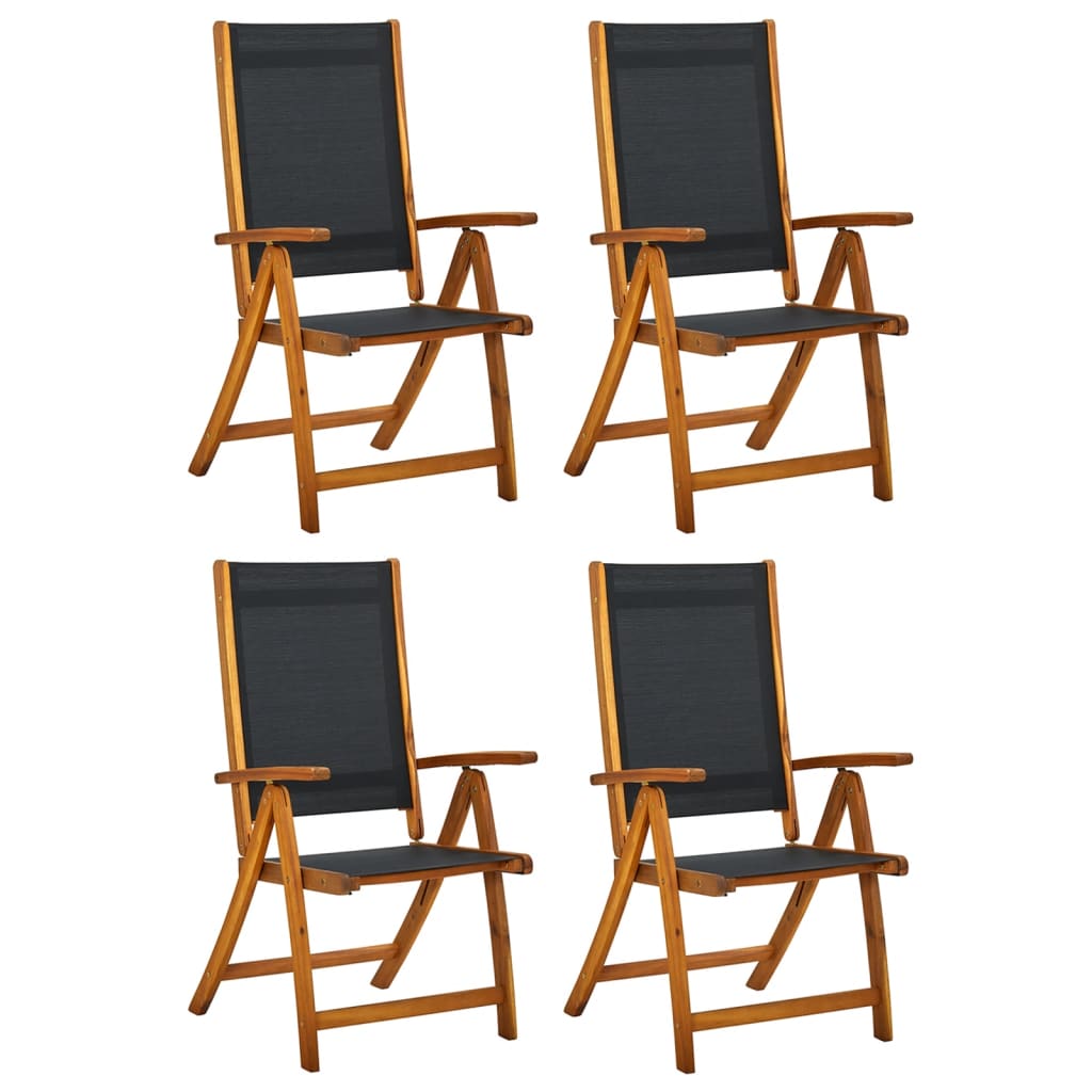 Folding Patio Chairs 4 pcs Solid Wood Acacia and Textilene