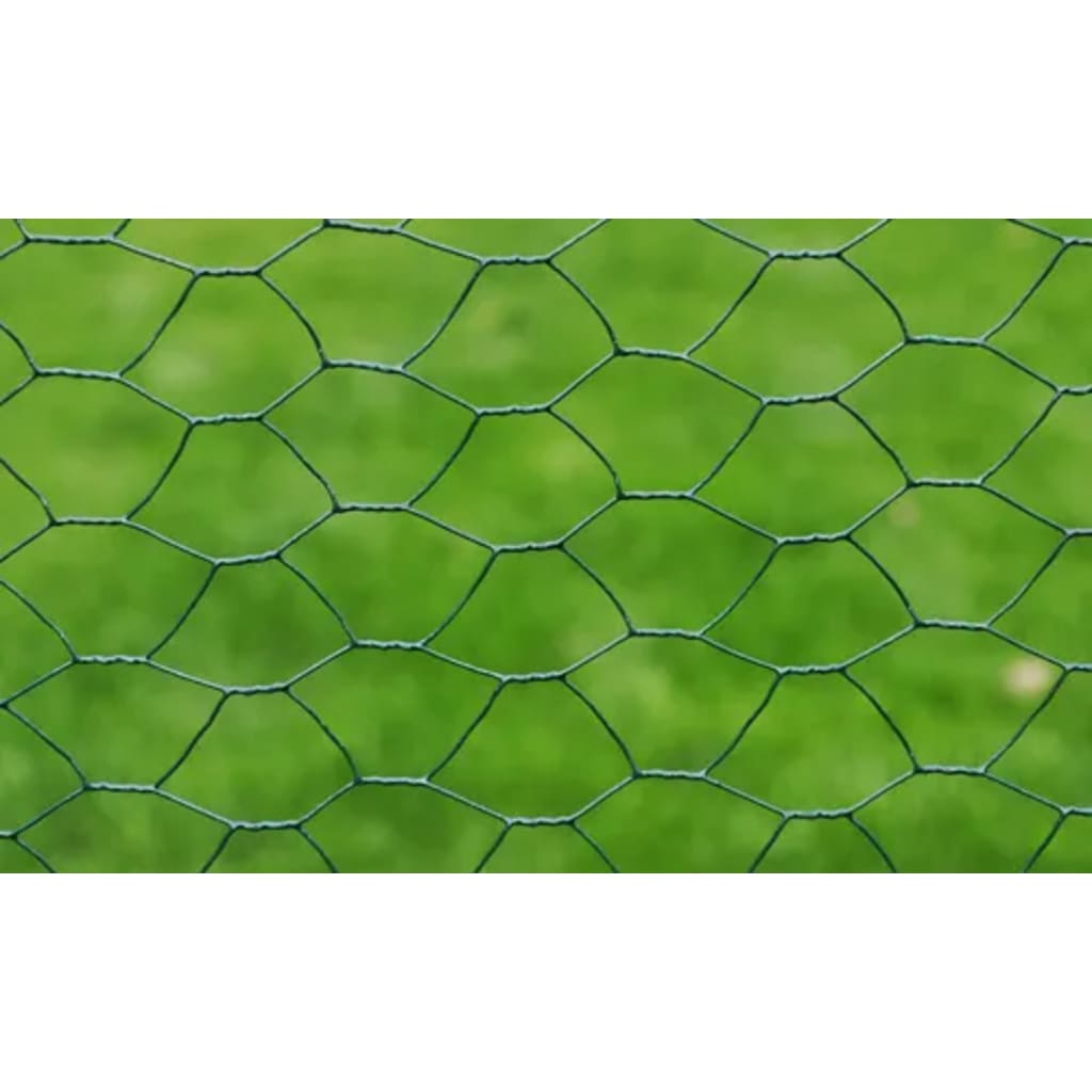 Chicken Wire Fence with PVC Coating 82'x1.6' Green