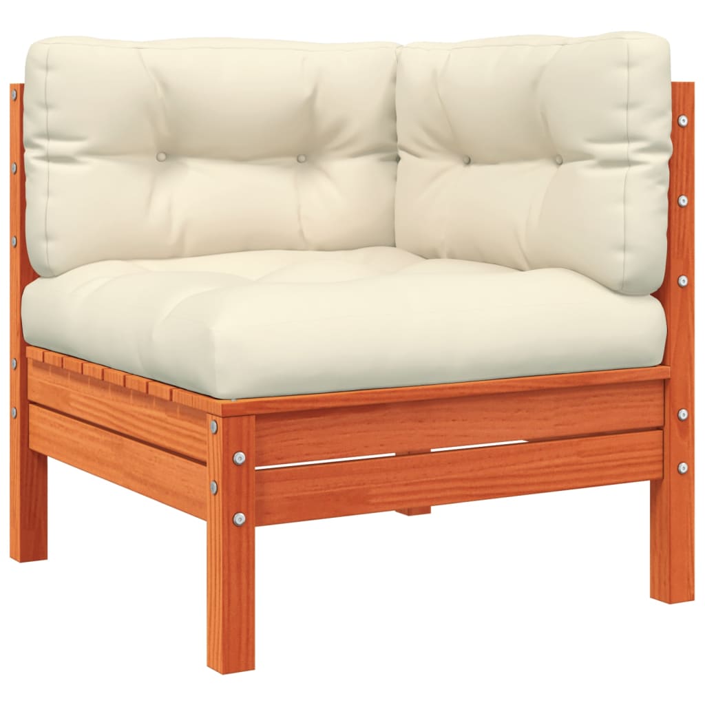 Patio Sofa with Cushions and Footstool Solid Wood Pine