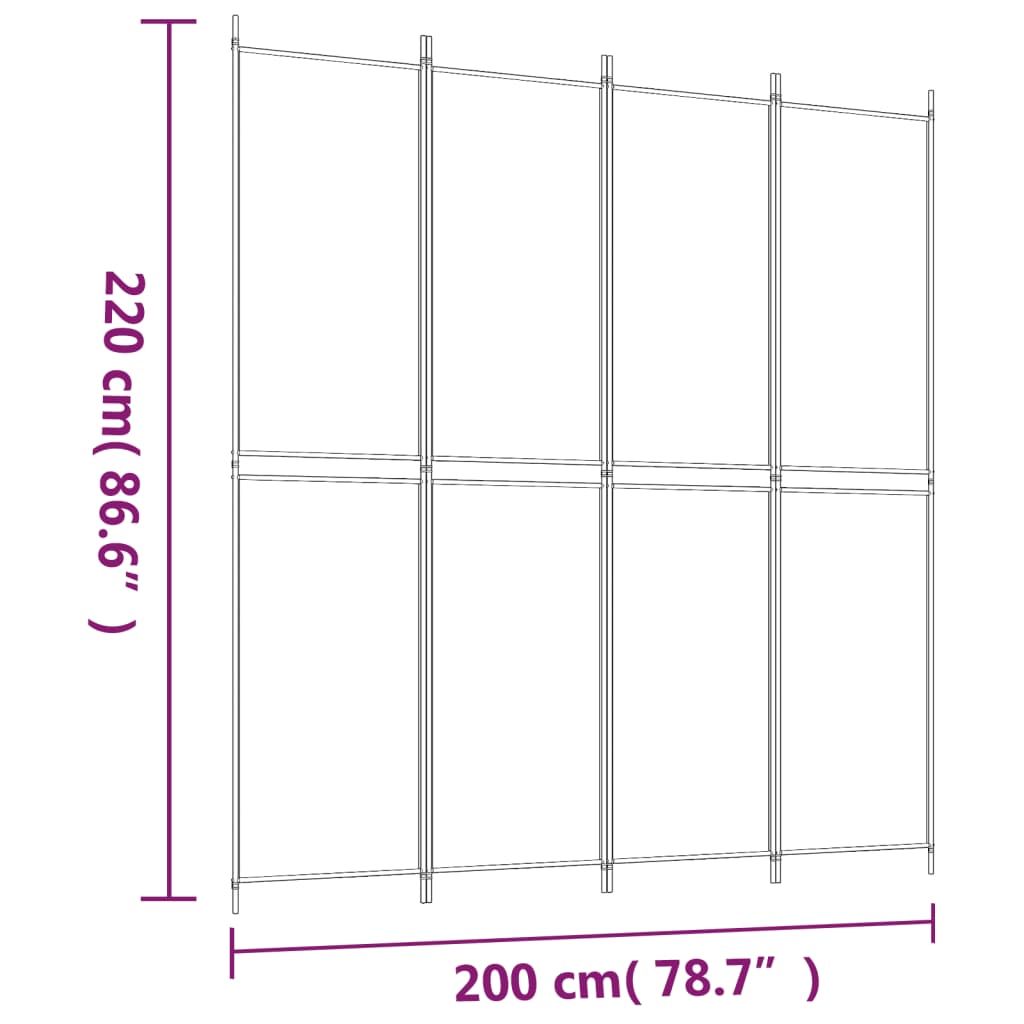 4-Panel Room Divider Anthracite 78.7"x86.6" Fabric