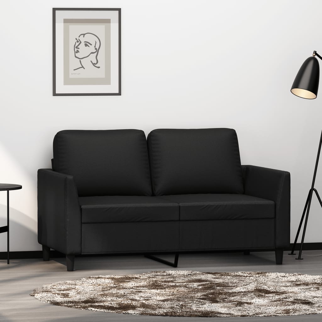 2-Seater Sofa Black 47.2" Faux Leather