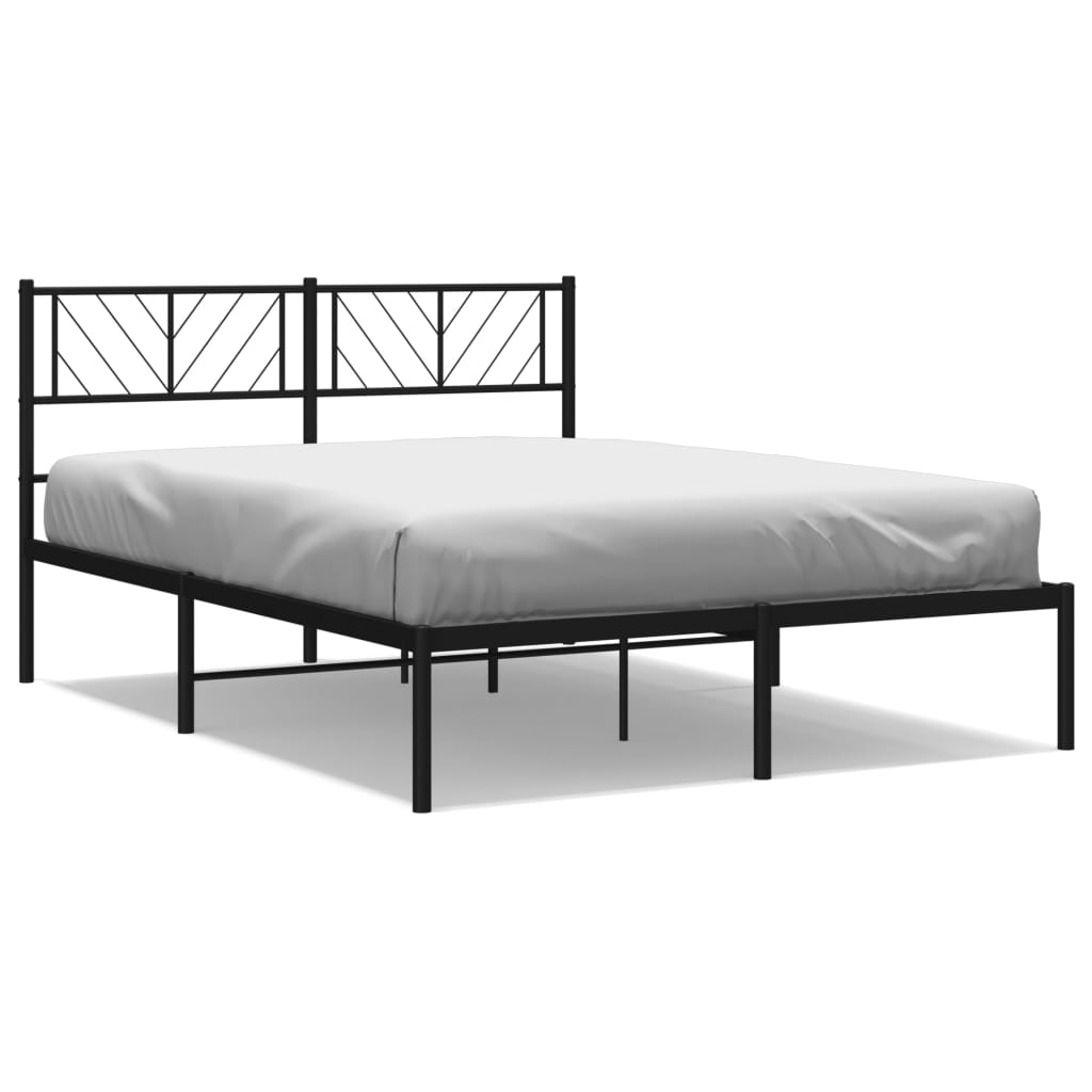 Metal Bed Frame without Mattress with Headboard Black 53.1"x74.8"