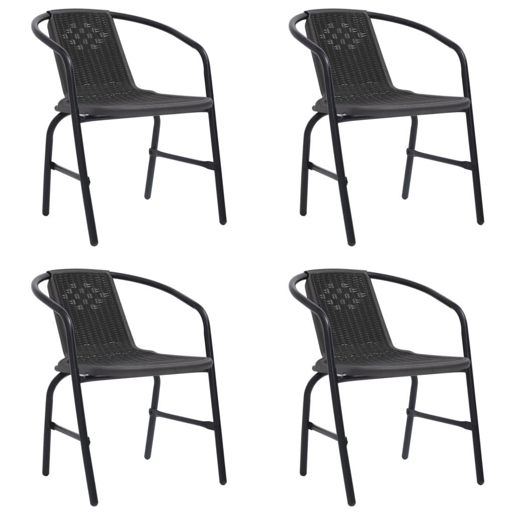 Garden Chairs 4 pcs Plastic Rattan and Steel 242.5 lb