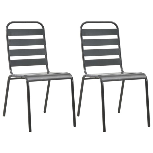 Stackable Patio Chairs 2 pcs Steel Gray