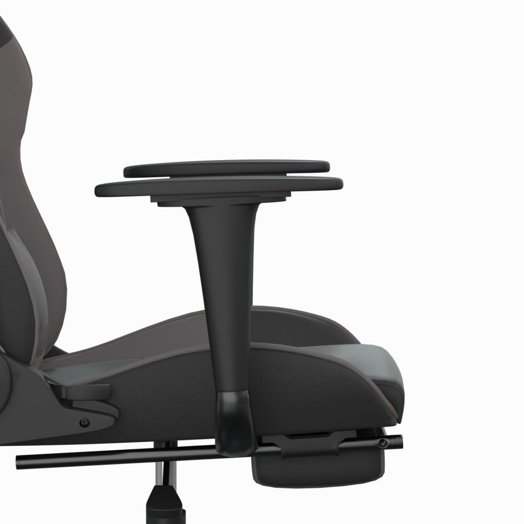 Gaming Chair with Footrest Black and Gray Faux Leather