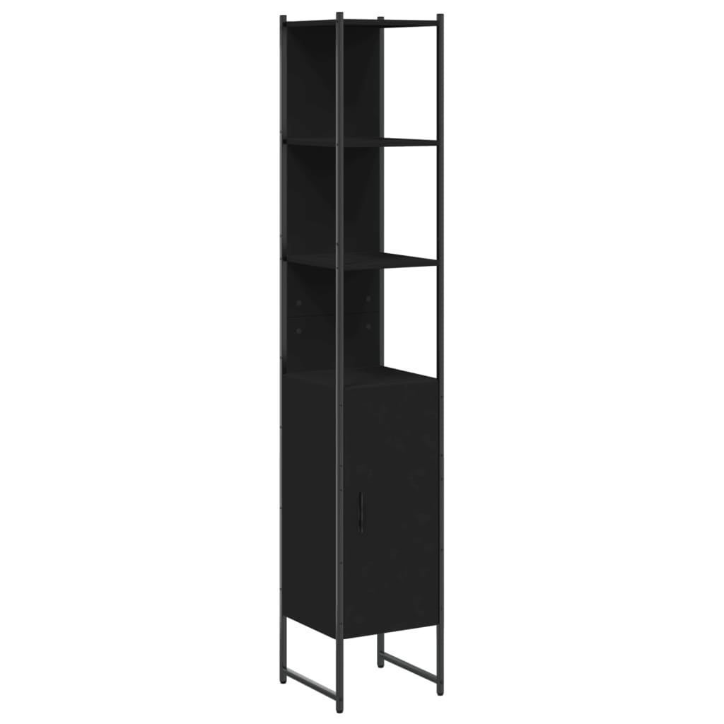 Bathroom Cabinet Black 13"x13"x73" Engineered Wood