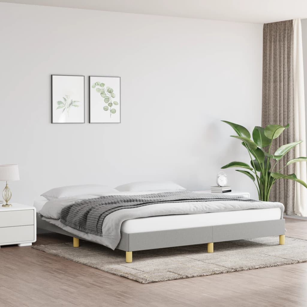 Bed Frame without Mattress Light Gray California King Fabric